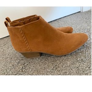 Zippered camel color booties